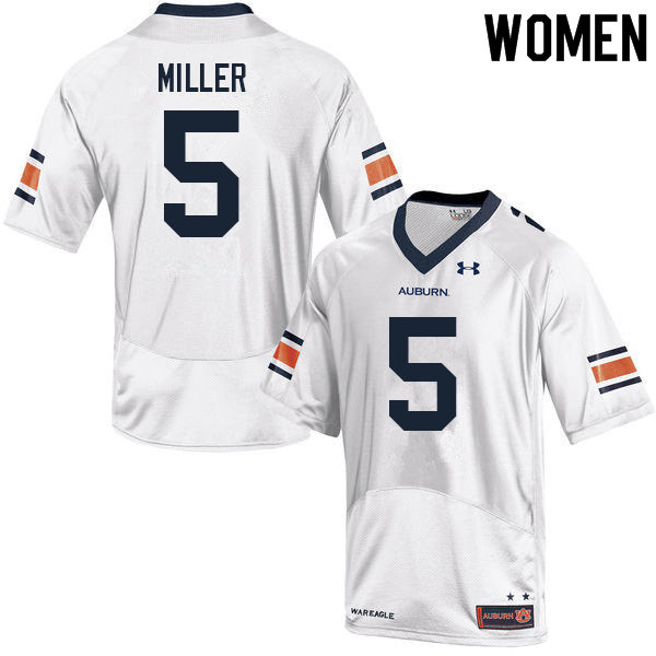 Women #5 Dreshun Miller Auburn Tigers College Football Jerseys Sale-White